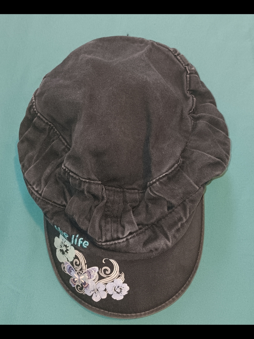 Free With A Bundle Kids Black Floral Butterfly Cap